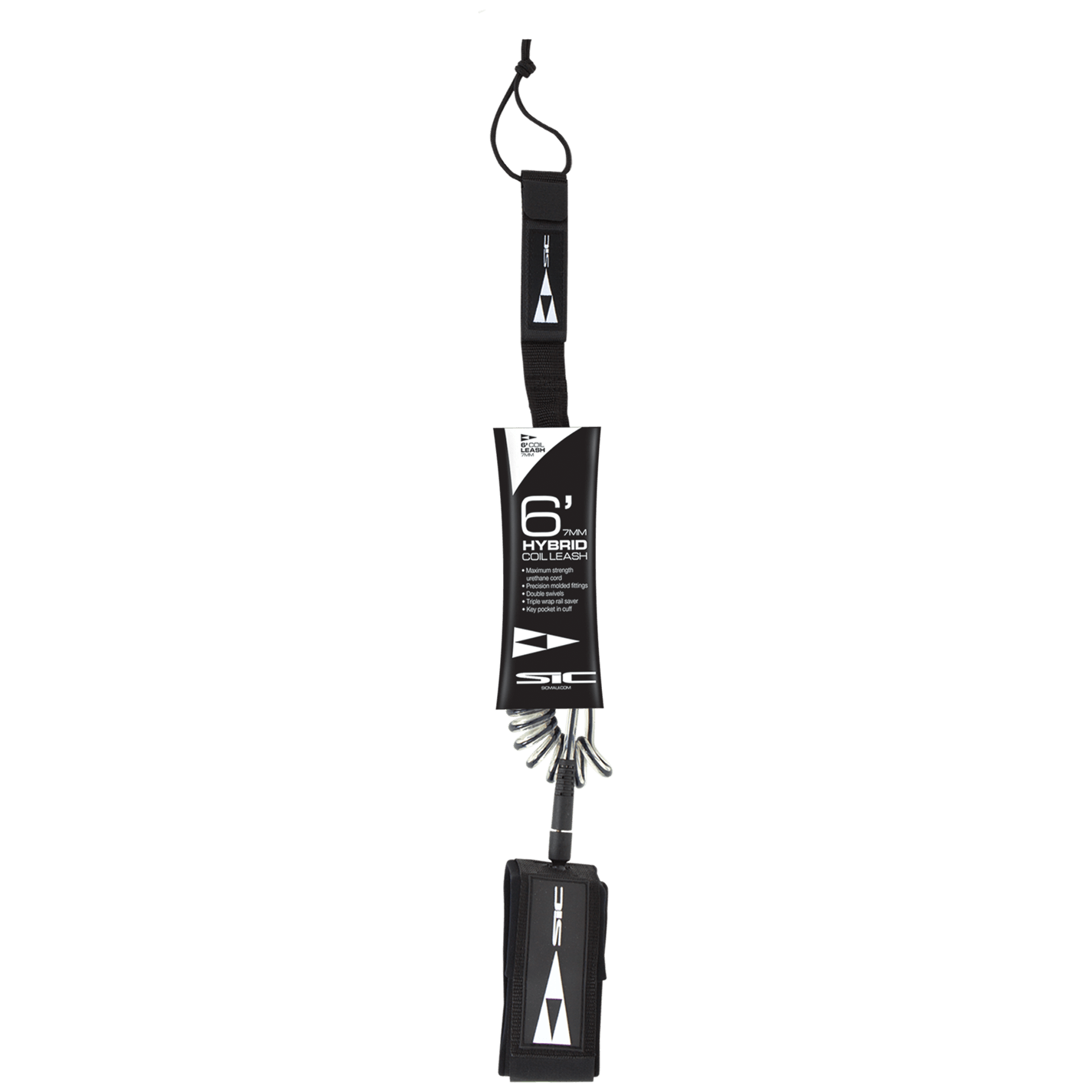 SUP LEASH HYBRID COIL-STRAIGHT 6'