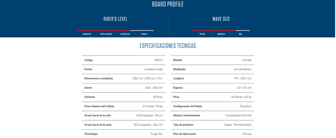 TABLA DE SURF 7'8 COMET TT